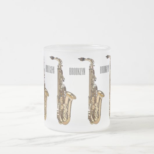 Saxophone Cartoon Illustration Mattglastasse (Mittel)