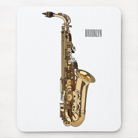 Saxophone Cartoon Illustration Mousepad (Vorne)