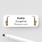 Saxophone Cartoon Illustration Namensschild (Beispiel)