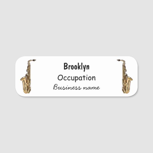Saxophone Cartoon Illustration Namensschild (Vorderseite)