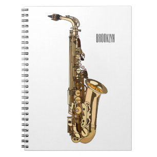 Saxophone Cartoon Illustration Notizblock