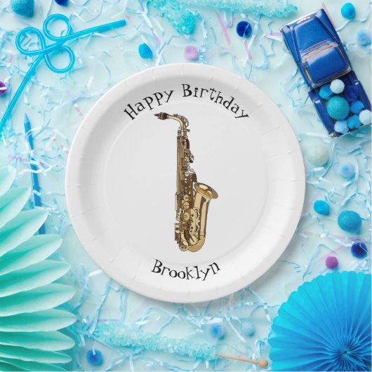 Saxophone Cartoon Illustration Pappteller (Party)