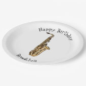 Saxophone Cartoon Illustration Pappteller (Schrägansicht)