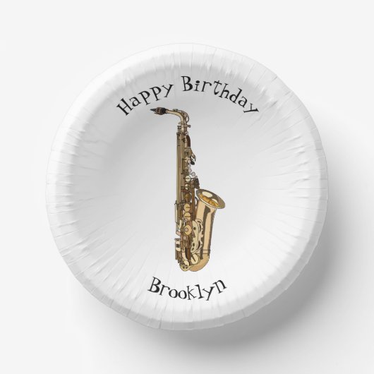 Saxophone Cartoon Illustration Pappteller (Vorderseite)
