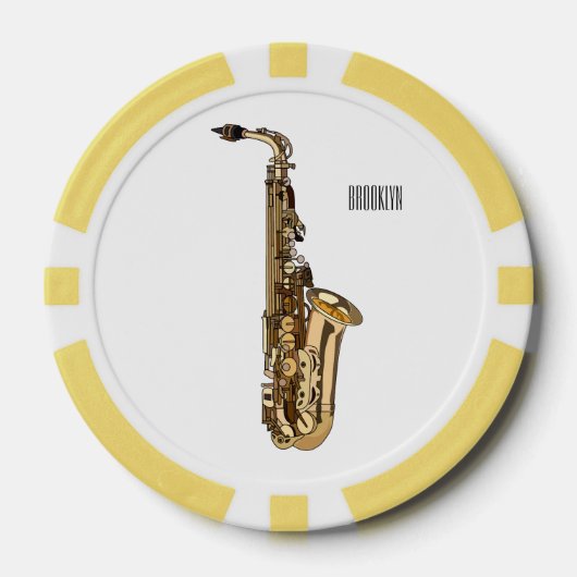 Saxophone Cartoon Illustration Pokerchips (Vorderseite)