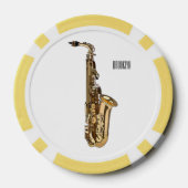 Saxophone Cartoon Illustration Pokerchips (Rückseite)