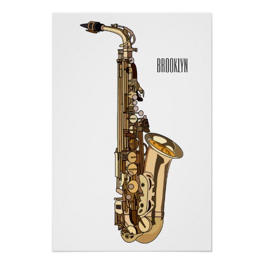 Saxophone Cartoon Illustration Poster (Vorderseite)