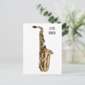 Saxophone Cartoon Illustration Postkarte (Stehend Vorderseite)