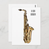 Saxophone Cartoon Illustration Postkarte (Vorne/Hinten)