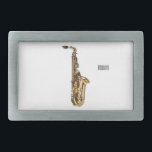 Saxophone Cartoon Illustration Rechteckige Gürtelschnalle<br><div class="desc">Saxophone Cartoon Illustration</div>