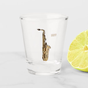 Saxophone Cartoon Illustration Schnapsglas