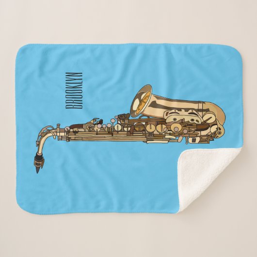 Saxophone Cartoon Illustration Sherpadecke (Vorderseite (Horizontal))