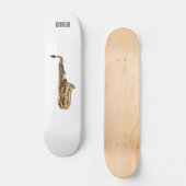 Saxophone Cartoon Illustration Skateboard (Vorderseite)