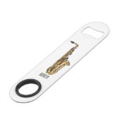 Saxophone Cartoon Illustration Speed Flaschenöffner (Rückseite Schrägansicht)