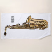 Saxophone Cartoon Illustration Strandtuch (Vorderseite)