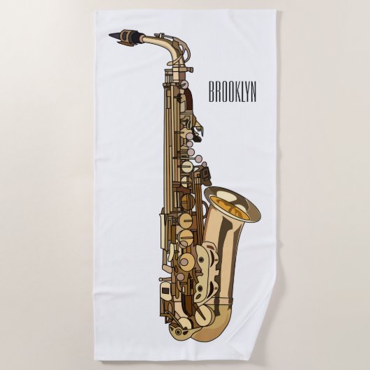 Saxophone Cartoon Illustration Strandtuch (Vorderseite)