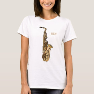 Saxophone Cartoon Illustration T-Shirt