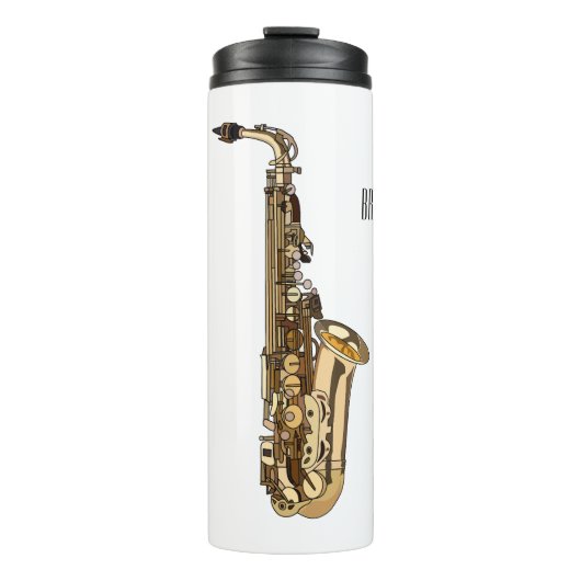 Saxophone Cartoon Illustration Thermosbecher (Vorderseite)