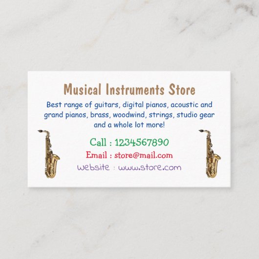 Saxophone Cartoon Illustration Visitenkarte (Vorderseite)