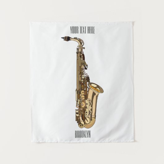 Saxophone Cartoon Illustration Wandteppich (Vorderseite)