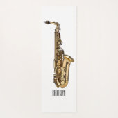 Saxophone Cartoon Illustration Yogamatte (Rückseite)
