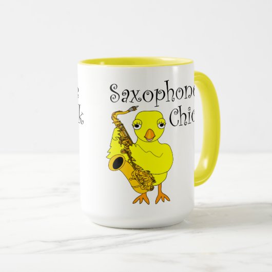 Saxophone Chick Text Tasse (VorderseiteRechts)