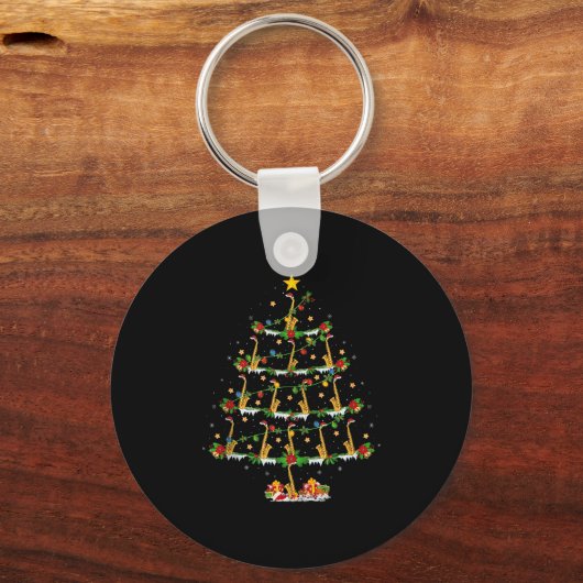 Saxophone Christmas Tree Lights Music Lover Musica Schlüsselanhänger (Vorderseite)