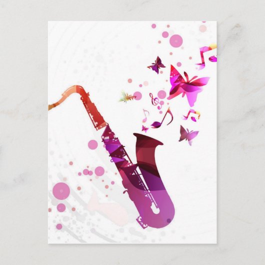 Saxophone cute music and butterflies postkarte (Vorderseite)