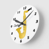 Saxophone Design Personalised Runde Wanduhr (Winkel)