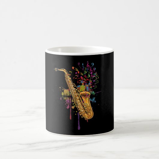 Saxophone farbige Musiknoten für Saxophonist Kaffeetasse (Mittel)