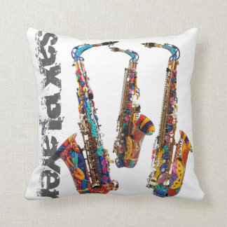 Saxophone-Foto-Druck-Quadrat-Kissen durch Juleez Kissen