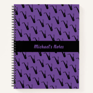 Saxophone Fun Musiknoten Personalisiert Lila Notizblock