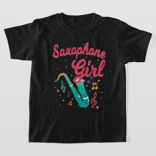 Saxophone Girl Musical Concert Treble Clef Notes S T-Shirt (Ablage )
