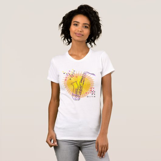 Saxophone Illustration Cool Moderne Kunst Saxophon T-Shirt (Vorne ganz)