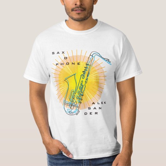 Saxophone Illustration Cool Moderne Kunst Saxophon T-Shirt (Vorderseite)