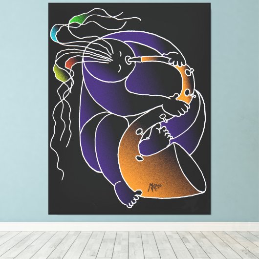 Saxophone in C major - Ink drawing and digital man Leinwanddruck (Insitu (Holzboden))