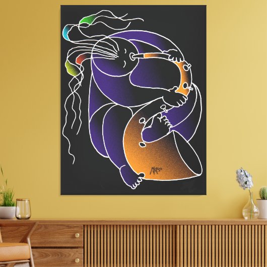 Saxophone in C major - Ink drawing and digital man Leinwanddruck (Insitu (Wohnzimmer))