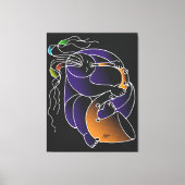 Saxophone in C major - Ink drawing and digital man Leinwanddruck (Vorderseite)