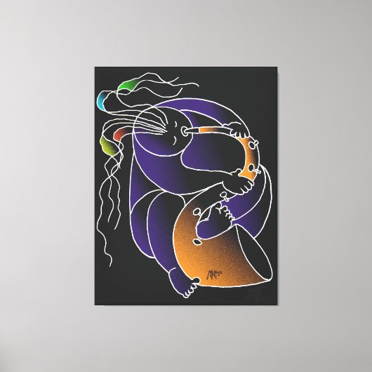 Saxophone in C major - Ink drawing and digital man Leinwanddruck (Vorderseite)