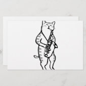 Saxophone Instrument Music Jazz Cat Post-it Notes Briefpapier (Vorne/Hinten)