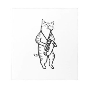 Saxophone Instrument Music Jazz Cat Post-it Notes Notizblock