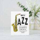 Saxophone Jazz Einladung (Stehend Vorderseite)