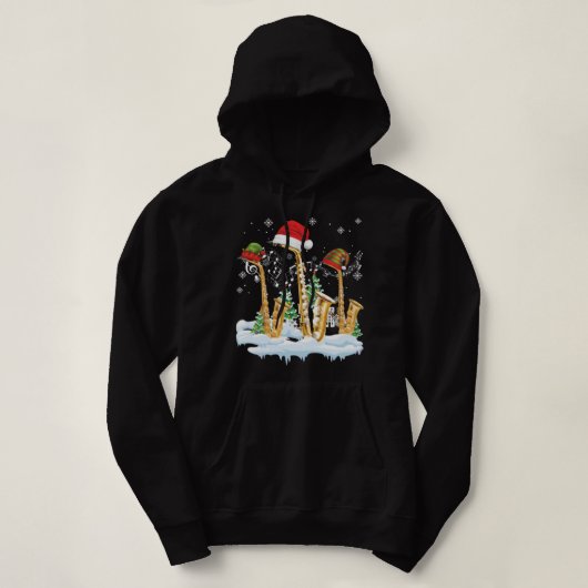 Saxophone Jazz Weihnachtsmannmütze Weihnachtsbaum Hoodie (Design vorne)