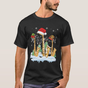Saxophone Jazz Weihnachtsmannmütze Weihnachtsbaum T-Shirt