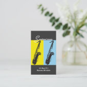Saxophone Lessons, Instructor, Music Business Card Visitenkarte (Stehend Vorderseite)