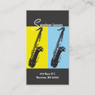 Saxophone Lessons, Instructor, Music Business Card Visitenkarte