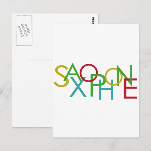 SAXOPHONE Letters Postkarte (Vorne/Hinten)