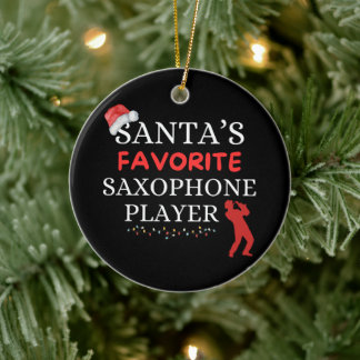 Saxophone-Lieblings-Spieler des Weihnachtsmanns Keramik Ornament