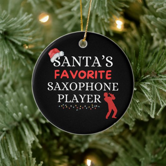 Saxophone-Lieblings-Spieler des Weihnachtsmanns Keramik Ornament (Baum)