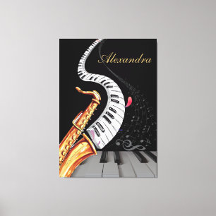 Saxophone Luxury Personalisiert Piano Musiknote Leinwanddruck